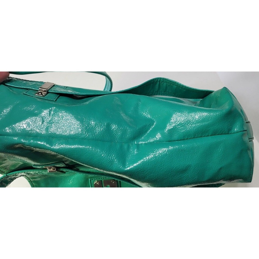 Vintage Guess Teal Shoulder Bag Silver Buckle Y2K Style Zebra Lining - Picture 8 of 16